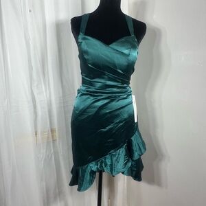 Elegant Teal Satin Dress